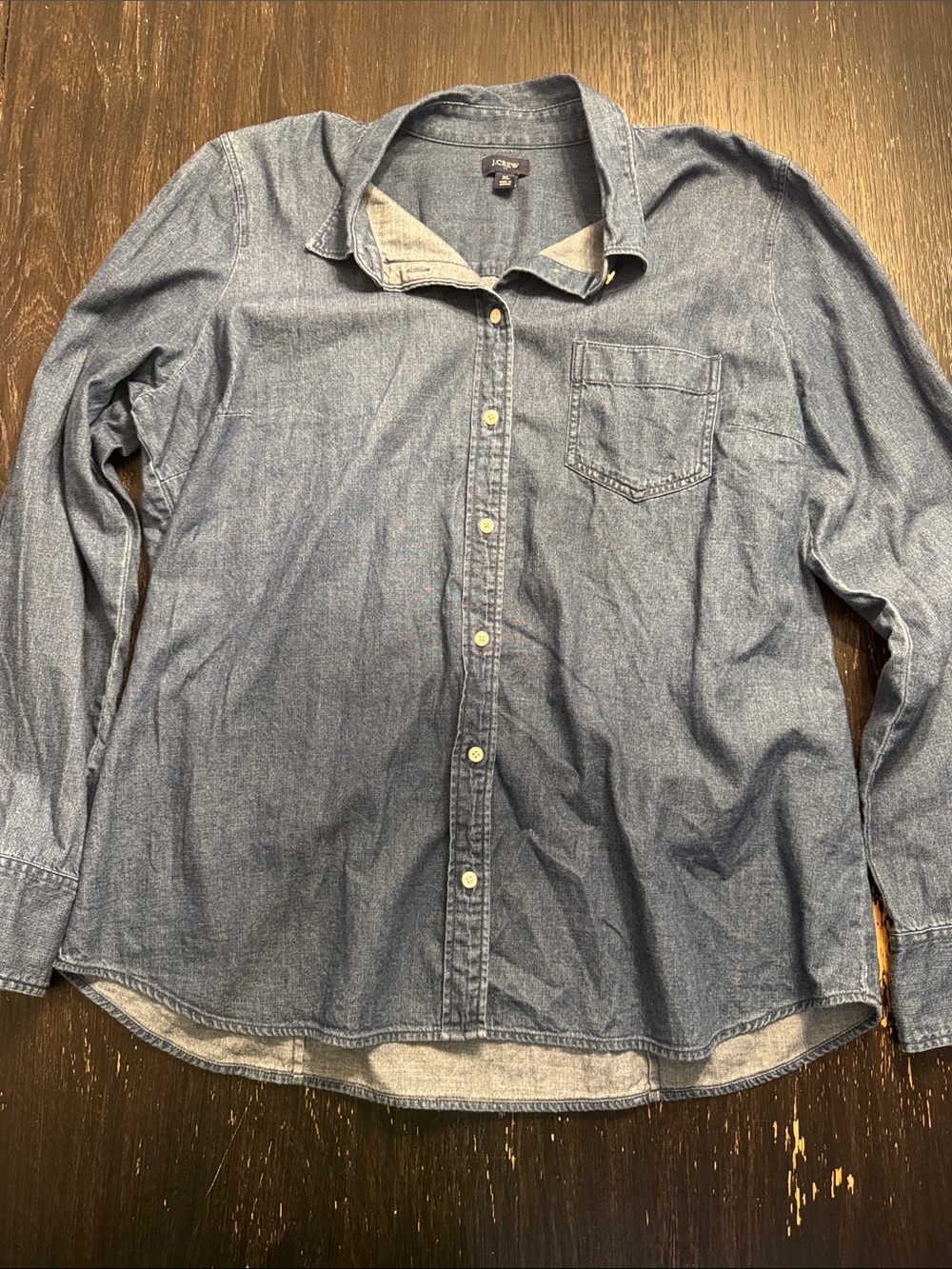 J. Crew Women's Light Blue Denim Button-Down Shirt
